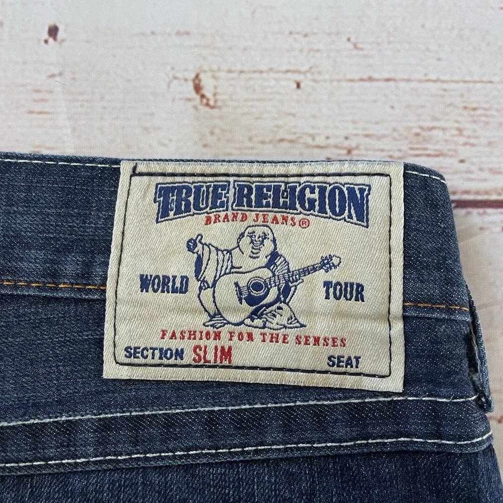 True Religion Mens‎ Original Slim Denim Blue Jeans Size 36x34 Made In USA